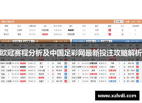 欧冠赛程分析及中国足彩网最新投注攻略解析